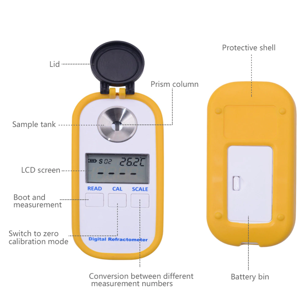 10℃ to 40℃ Temperature Compensation Refractometer Digital Refractometer,for Honey Sugar Determination,for Honey Water Determination 